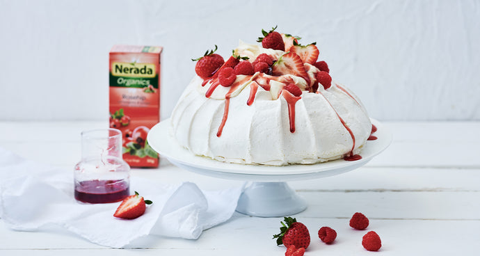 Pavlova with Rosehip Syrup and Berries Recipe
